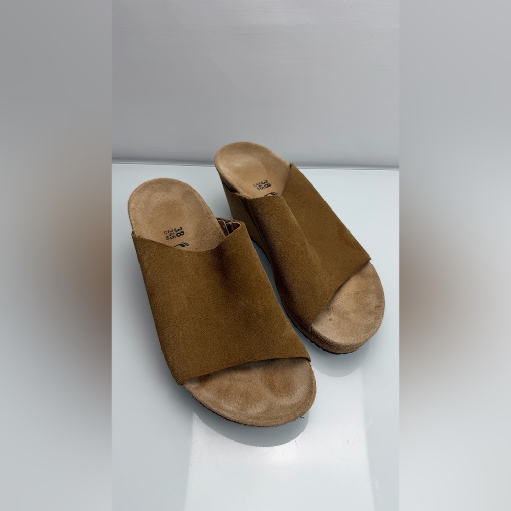 Birkenstock Papillio Namica Wedge Sandals Womens EU 38 US 7 Brown Suede